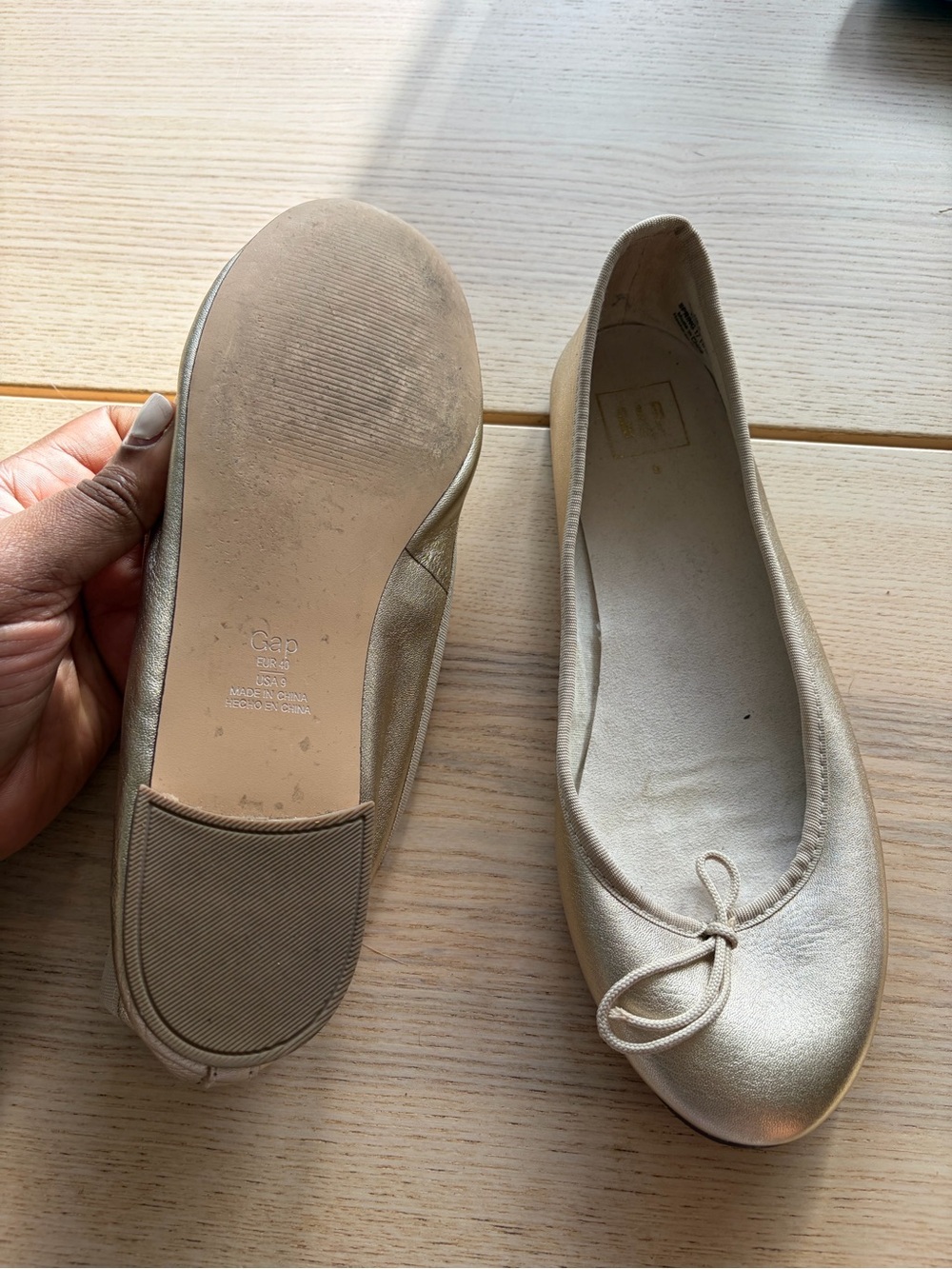 GAP Metallic Gold Ballet Flats with Bow